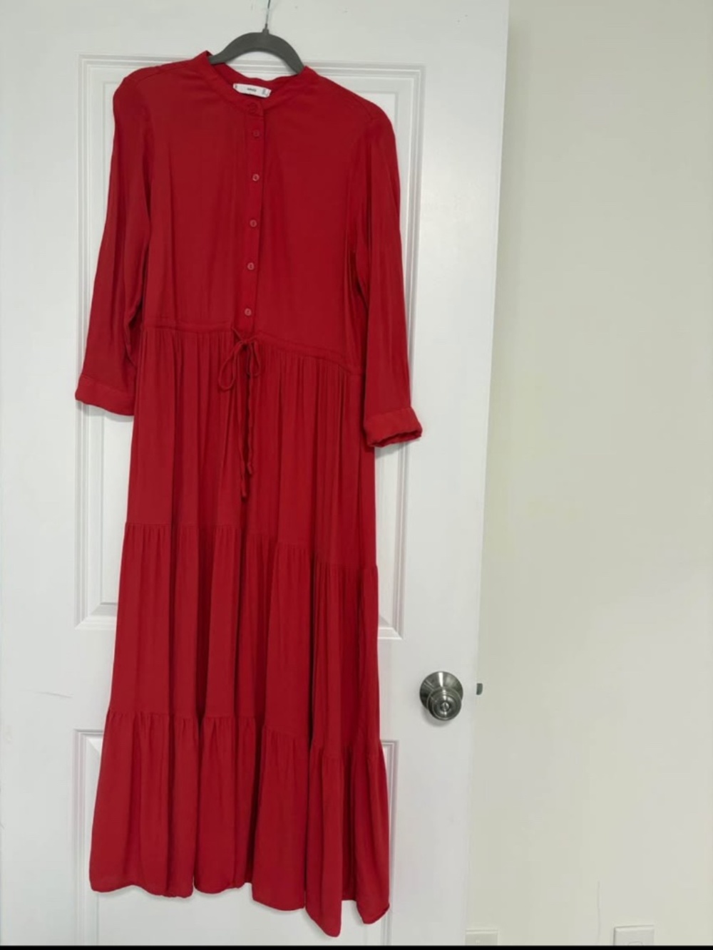 Mango MNG Button-Down Tiered Maxi Dress sz8